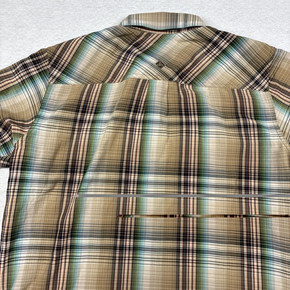 prAna Button Up Shirt Short Sleeve Mens Medium Plaid Organic Cotton Polyester - Picture 9 of 12